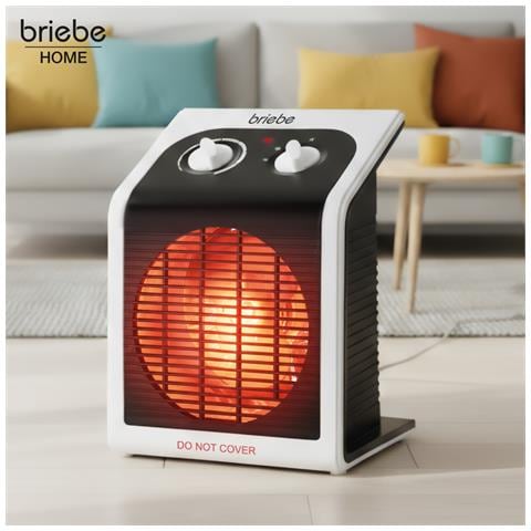 Briebe Ht1182 Termoventilatore, Stufetta Elettrica Da Bagno Con Termostato, Ventilatore 2000w Nero - Foto 2
