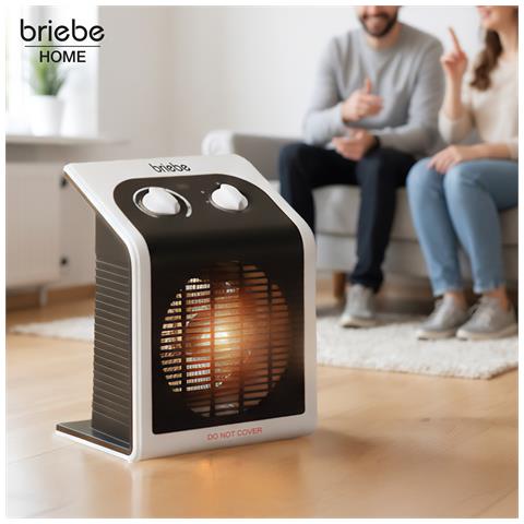 Briebe Ht1182 Termoventilatore, Stufetta Elettrica Da Bagno Con Termostato, Ventilatore 2000w Nero - Foto 8