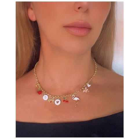 Collana Multi-ciondolo In Colori Alla Moda, Realizzata In Ottone Placcato Oro - Foto 3