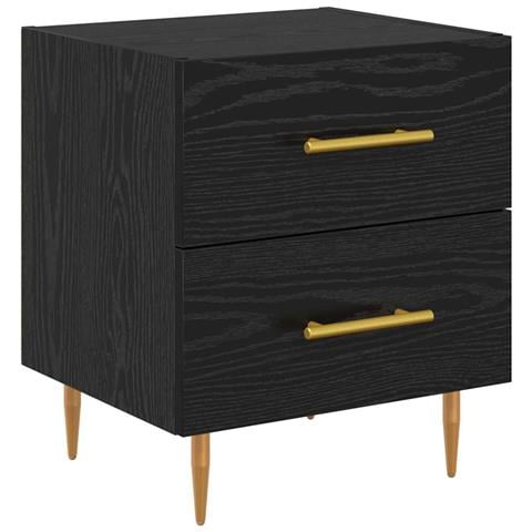 Armadio da Notte con cassetto Rovere Nero 40 x 35 x 47,5 cm - Foto 1