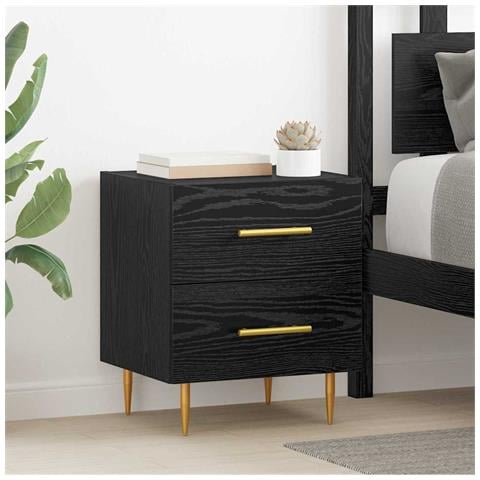 Armadio da Notte con cassetto Rovere Nero 40 x 35 x 47,5 cm - Foto 2
