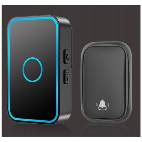 Campanello Senza Fili Con Led Blu - Portata 300m, 60 Melodie, Impermeabile Ip55, Regolazione Volume, Nero - Foto 8