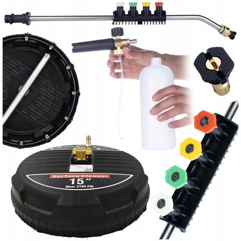Set Di Accessori Per Idropulitrice - Spazzola T-racer 15"", Lancia 1/4"" Con 5 Ugelli, Schiumogeno 1000ml | Alta Pressione, Compatibile Con - Foto 1