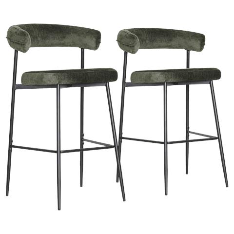 Set Di 2 Sgabelli Da Bar In Tessuto Verde Thea - Foto 1