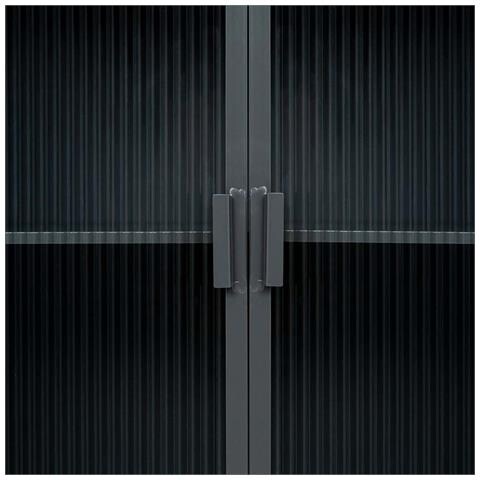 Vetrina In Metallo, Legno E Vetro, 1 Cassetto, Nero, 61x32x90,5h Cm - Foto 7