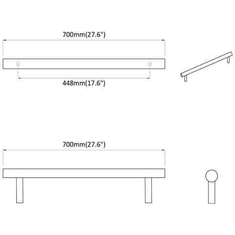Maniglia per Armadio 12 pcs Argento 700mm Acciaio inossidabile - Foto 7