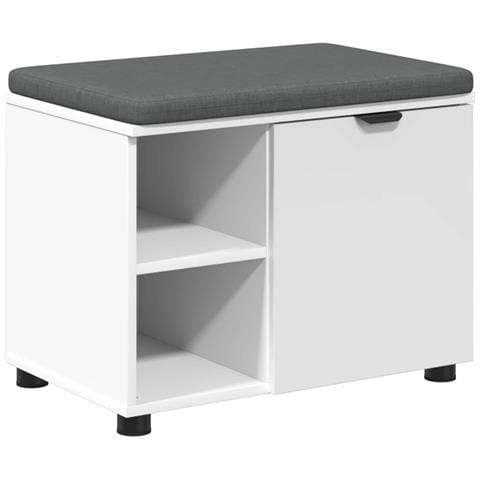 Panca per ingresso con cuscino con porta Bianco 60 x 38 x 46 cm - Foto 1