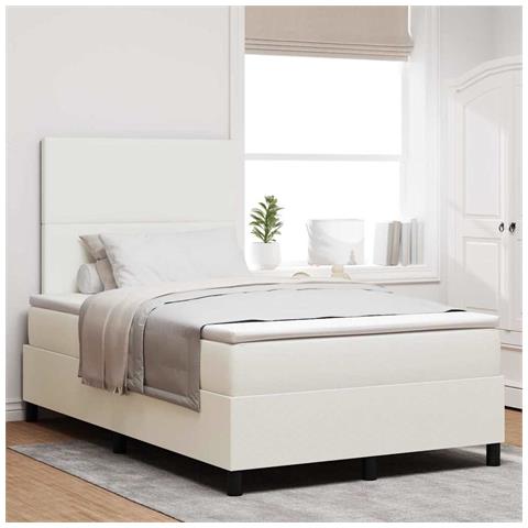 Letto a molle Crema e Bianco 120 x 190 cm Tessuto in Cords - Foto 2