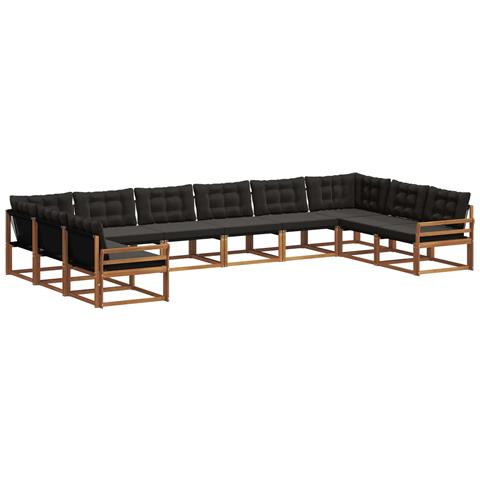 Set di divani da esterno con cuscino 10 pcs Naturale e Nero - Foto 1
