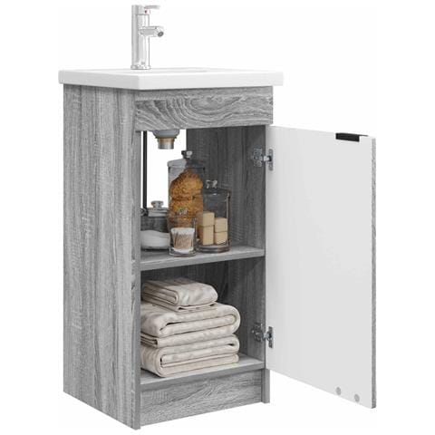 Mobile da bagno con lavabo Sonoma grigio 42 x 40 x 84,5 cm - Foto 2