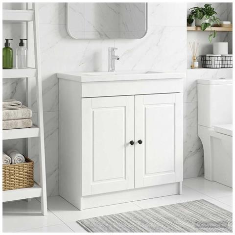 Mobiletto da bagno sotto il lavello Bianco 78,5 x 37,5 x 81 cm - Foto 2
