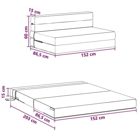 Divano Letto Pieghevole Nero 152 x 86,5 x 60 cm Tessuto - Foto 9