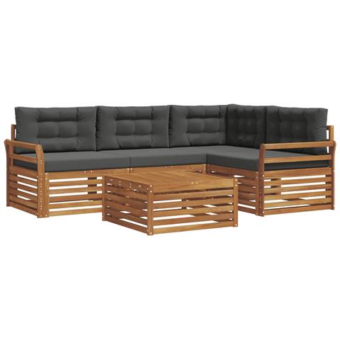 Set di divani da esterno con cuscino 5 pcs Naturale e Antracite - Foto 1