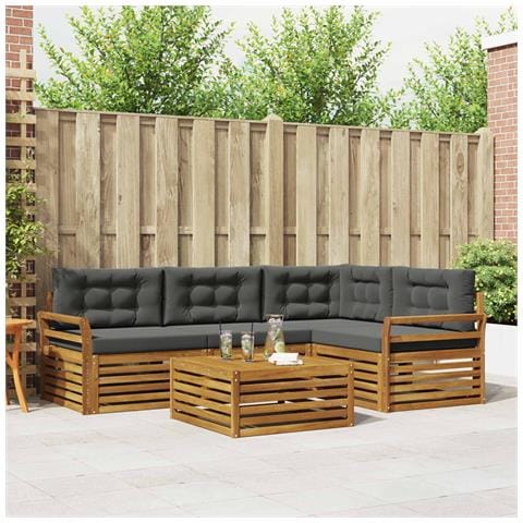 Set di divani da esterno con cuscino 5 pcs Naturale e Antracite - Foto 2