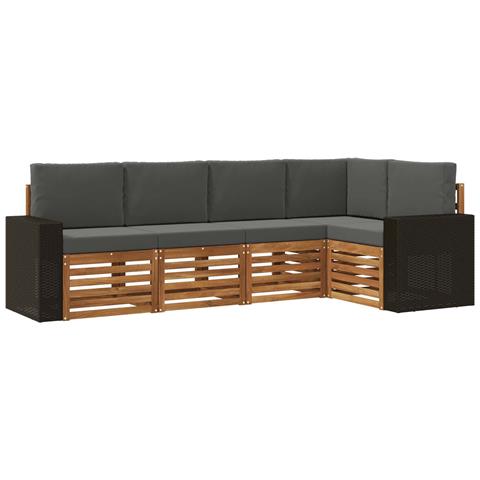 Set divano sezionale con cuscino 5 pcs Naturale e Antracite - Foto 1