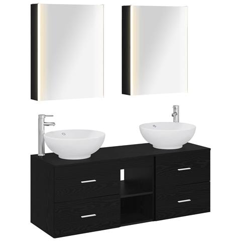 Set di mobili per il bagno 5 pcs Rovere Nero - Foto 1