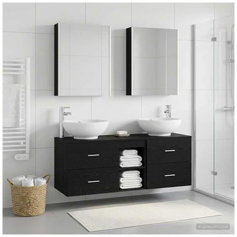 Set di mobili per il bagno 5 pcs Rovere Nero - Foto 2