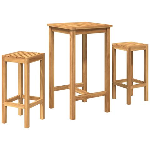 Set Bar da Esterno 3 pcs Non trattato Legno di teak solido - Foto 1