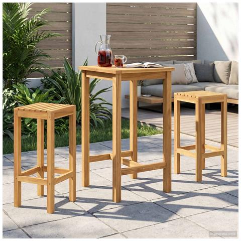 Set Bar da Esterno 3 pcs Non trattato Legno di teak solido - Foto 2
