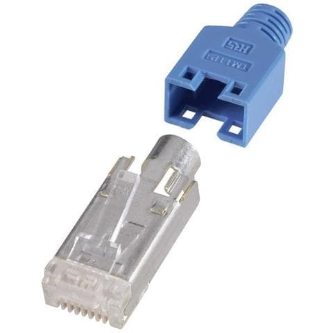 Connettore Rj45, Schermato Cat5e Spina, Dritto Pole: 8p8c Blu : 10pz. - Foto 1