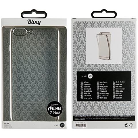 Muvit Vita Bling - Custodia Per Iphone Flessibile 8 Plus / 7 Plus Trasparente Con Cornice Argento - Foto 2
