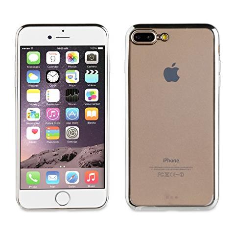 Muvit Vita Bling - Custodia Per Iphone Flessibile 8 Plus / 7 Plus Trasparente Con Cornice Argento - Foto 1