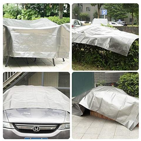 Pe Incatramata Impermeabile Di Copertura Heavy Duty Tarp Foglio Con Occhielli Per Mobili Da Giardino Hutch Trampolino Legno Automobile Camping O Gardening - 2x3m 6.5x10ft 180g M Grigio - Foto 4