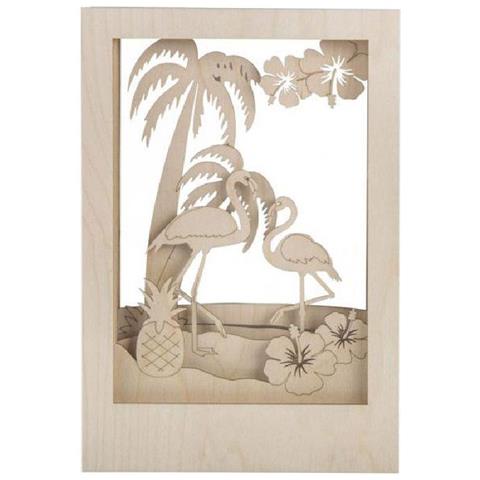 Cornice Decorativa In Legno Con Modello 3d - 20 X 30 X 6,7 Cm - Flamingo - Foto 1