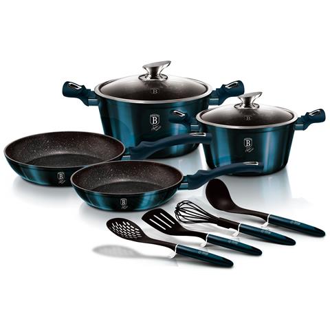 BERLINGER HAUS Aquamarine Set Di Pentole Induzione 10-piece Alluminio Antiaderente 2 Casseruoli 2 Padelle Blu Marino BERLINGER HAUS Aquamarine Set Di Pentole Induzione 10-piece Alluminio Antiaderente 2 Casseruoli 2 Padelle Blu Marino