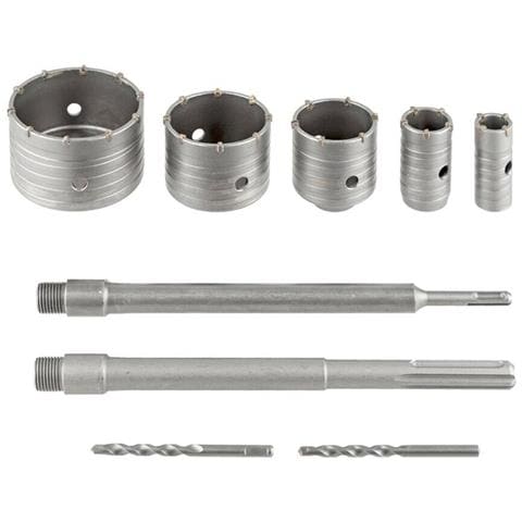 Kit 9 Frese Carotatrici Fresa Muro 30 40 65 80 100 Mm Asta Sds Max Sds Plus - Foto 1