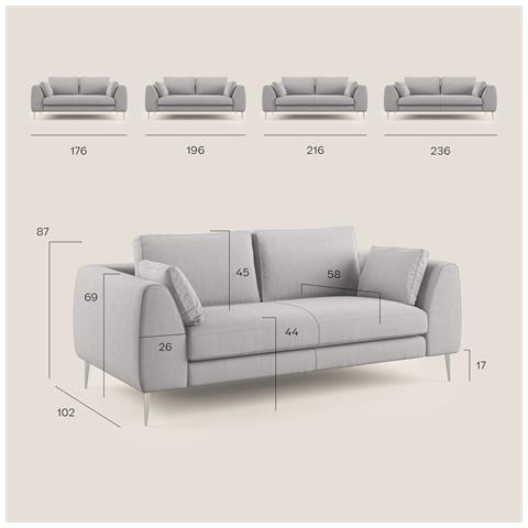 Plano Divano Lineare In Microfibra Tecnica T11 Grigio - Foto 12