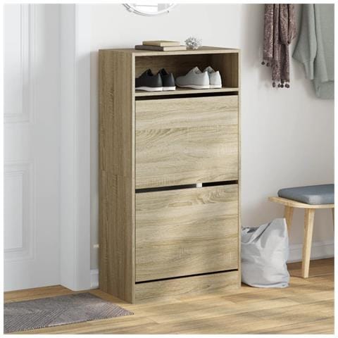 Scarpiera Rovere Sonoma 60x34x116 Cm In Legno Multistrato - Foto 3