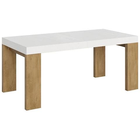 Tavolo Allungabile 90x180/440 Cm Roxell Mix Piano Bianco Frassino - Gambe Noce - Bianco Frassino /quercia Natura - Foto 6
