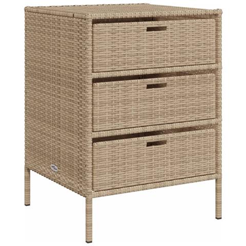 Armadietto Portaoggetti Da Giardino Beige 55x59x80cm Polyrattan - Foto 2