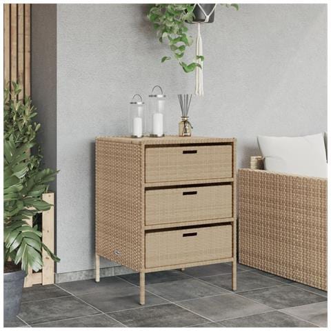 Armadietto Portaoggetti Da Giardino Beige 55x59x80cm Polyrattan - Foto 3