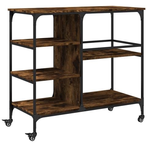 Carrello Da Cucina Rovere Fumo 100x45x89,5 Cm Legno Multistrato - Foto 2