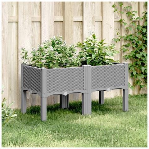 Fioriera Da Giardino Con Gambe Grigio Chiaro 80x40x42 Cm In Pp - Foto 1