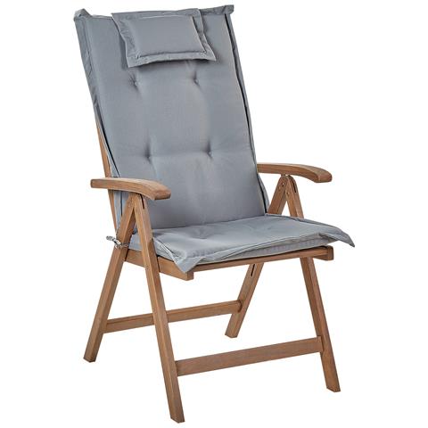 Set Bistrot Con Cuscini Pieghevole Amantea Legno D'acacia Grigio - Foto 7