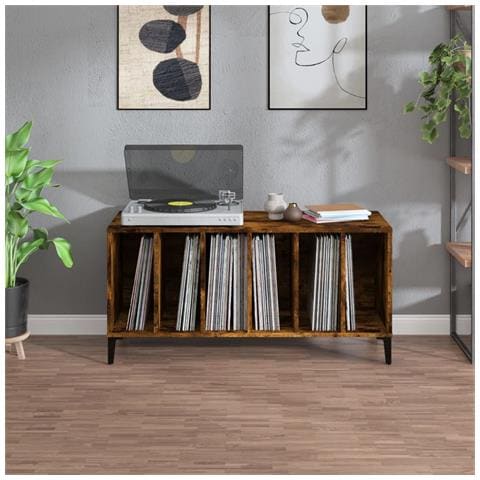 Mobile Porta Dischi Rovere Fumo 100x38x48 Cm Legno Multistrato - Foto 3