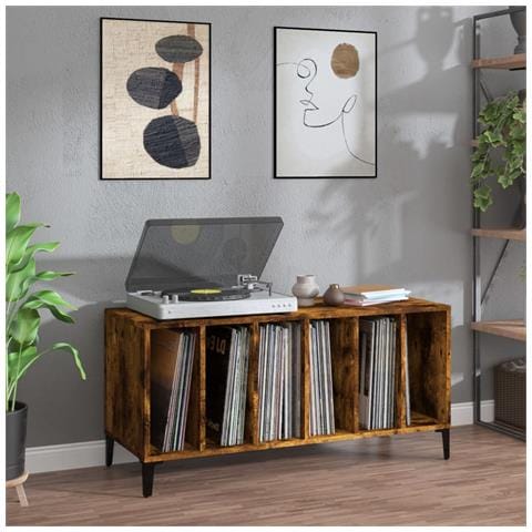 Mobile Porta Dischi Rovere Fumo 100x38x48 Cm Legno Multistrato - Foto 1
