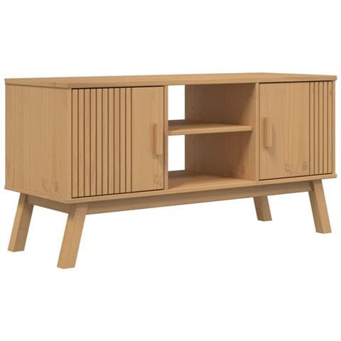 Mobile Tv Olden Marrone 114x43x57 Cm In Legno Massello Di Pino - Foto 2