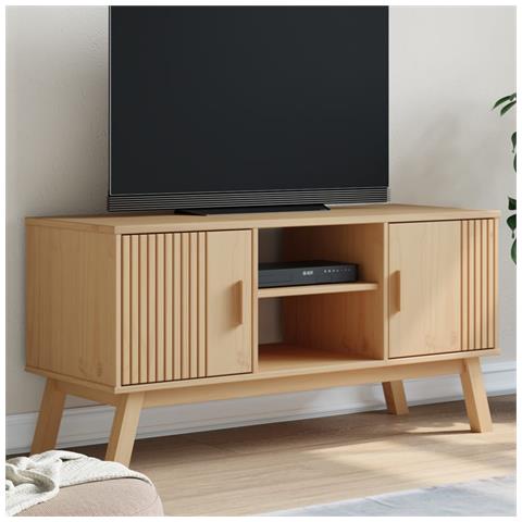 Mobile Tv Olden Marrone 114x43x57 Cm In Legno Massello Di Pino - Foto 1