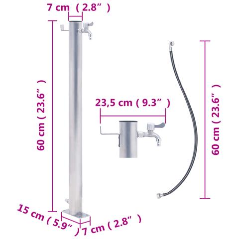 Colonna D'acqua Da Giardino 60 Cm Acciaio Inox Rotonda - Foto 7