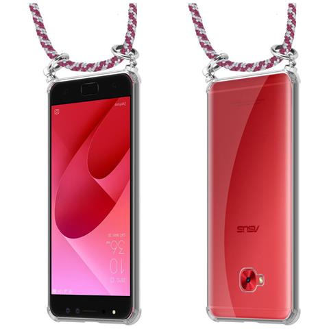 Catena Di Telefoni Cellulari Compatibile Con Asus Zenfone 4 Selfie Pro In Rosso Bianco - Coperchio Protettivo In Silicone Con Anelli D'argento, Cinturino In Corda E Custodia Staccabile - Foto 8