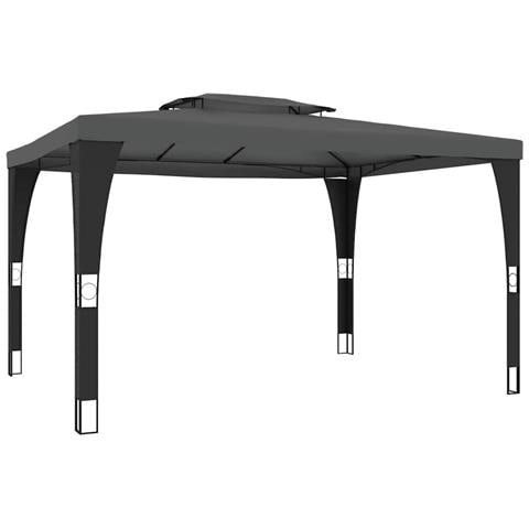 Gazebo Con Tetto Doppio Antracite 3,98x2,98 M In Acciaio - Foto 1