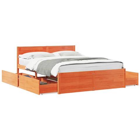 Letto Senza Materasso Marrone Cera 150x200 Cm In Legno Di Pino - Foto 2