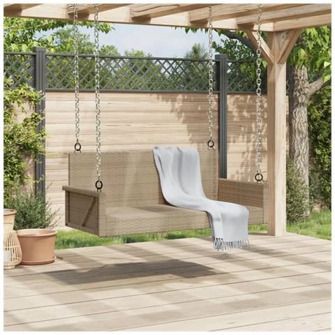 Panchina A Dondolo Beige 119x56x48 Cm In Polyrattan - Foto 3