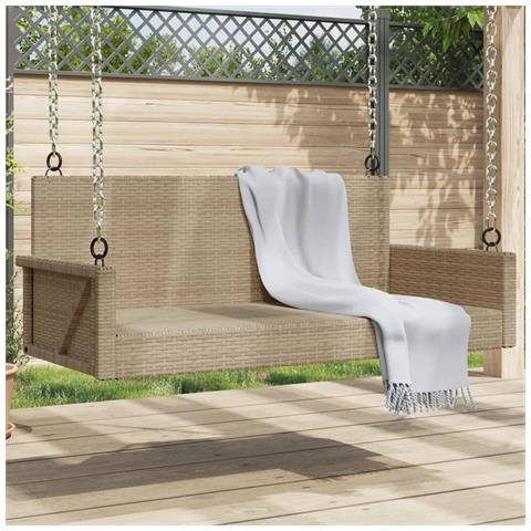 Panchina A Dondolo Beige 119x56x48 Cm In Polyrattan - Foto 1