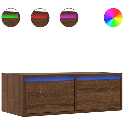 Mobile Porta TV con Luci LED Rovere Marrone 75x35,5x25 cm - Foto 1