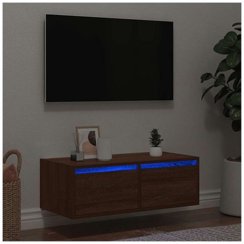 Mobile Porta TV con Luci LED Rovere Marrone 75x35,5x25 cm - Foto 10